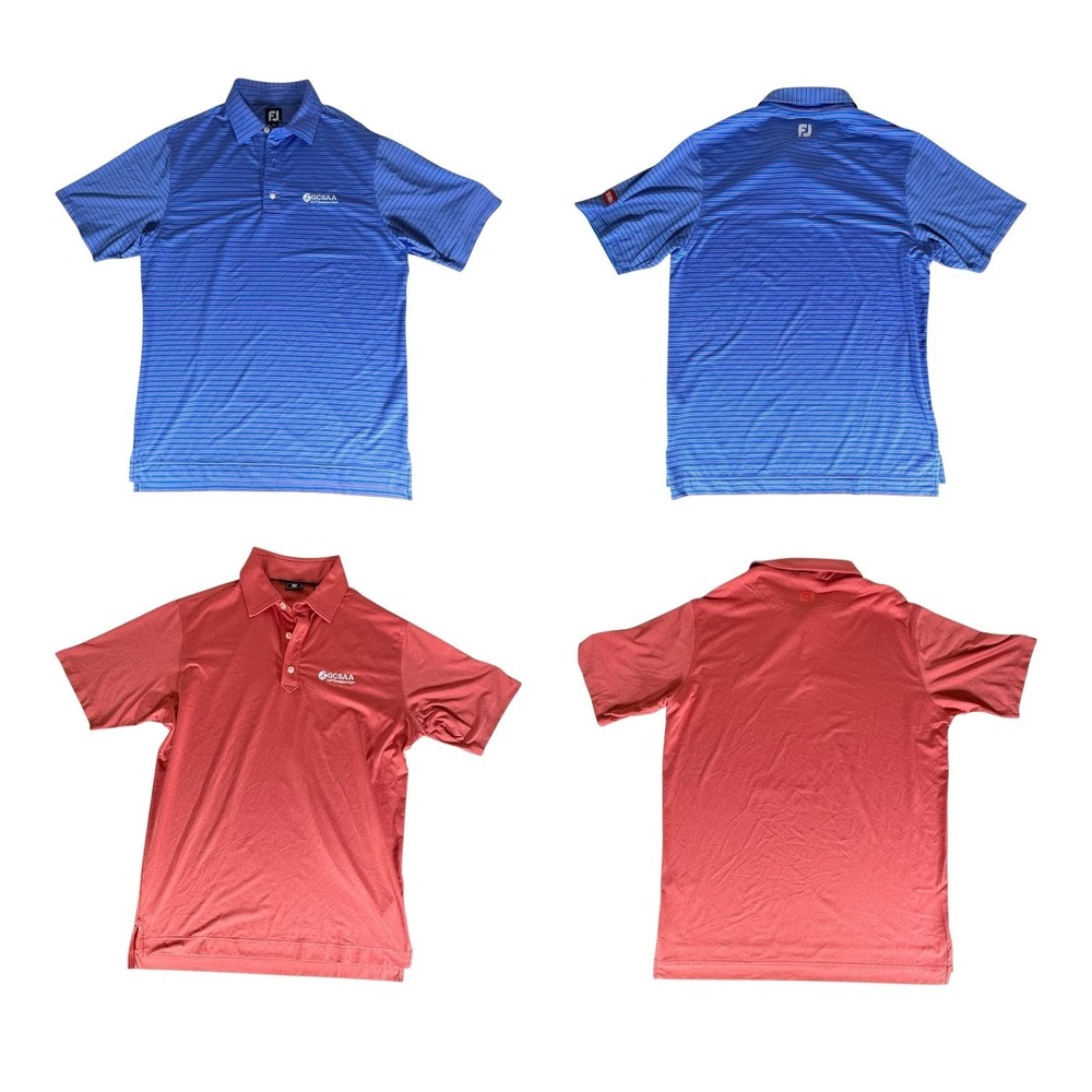 Footjoy Shirt Adult Medium Blue Red Stretch Performance Polo Bundle Lot of 2